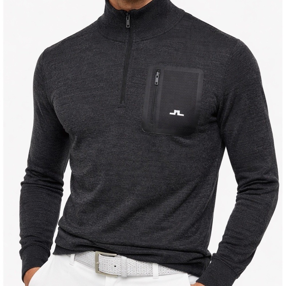 J.Lindeberg Men's‎ Merino Wool Golf 1/4 Zip Sweater Black M
